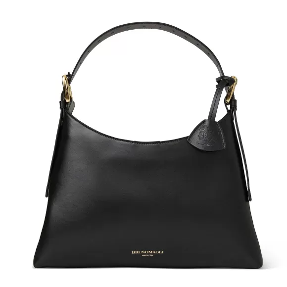 Cora Mini Hobo Handbag Black Nappa Leather^Bruno Magli New